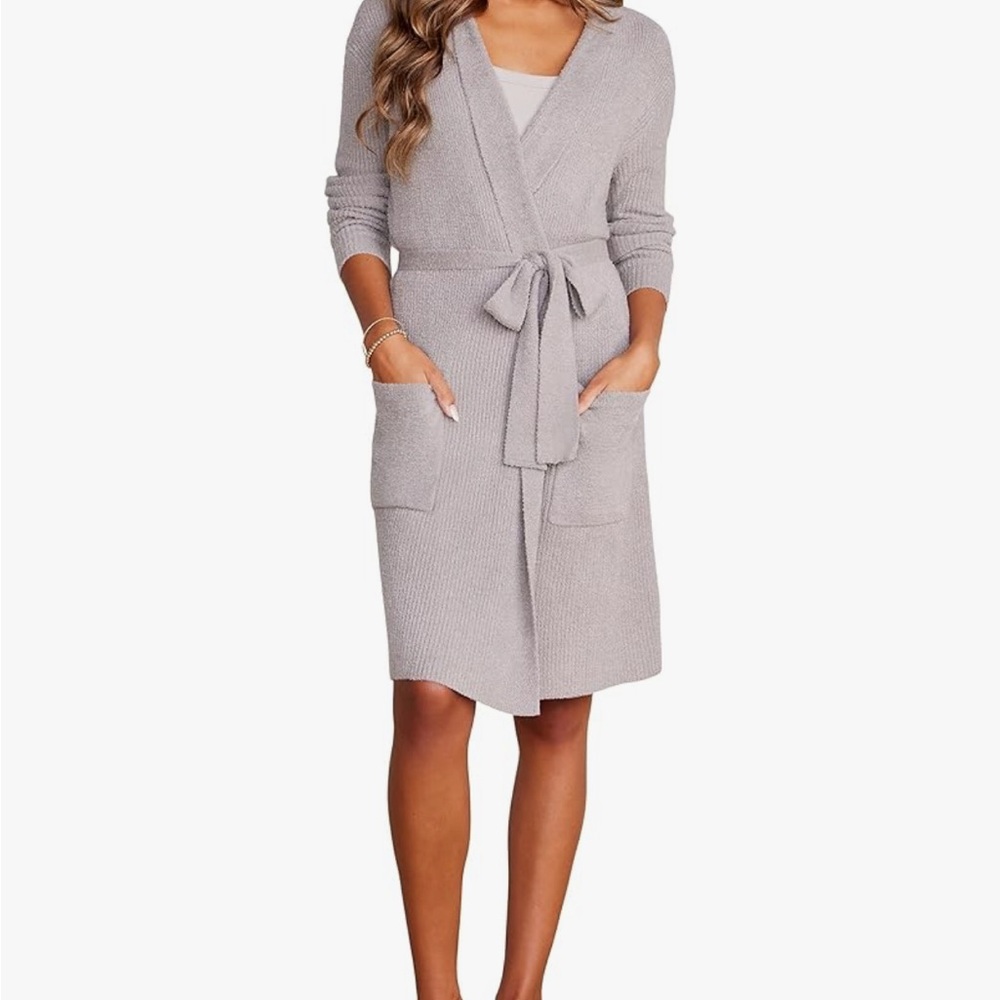 Barefoot Dreams CozyChic Lite Ribbed Robe - Dove Grey